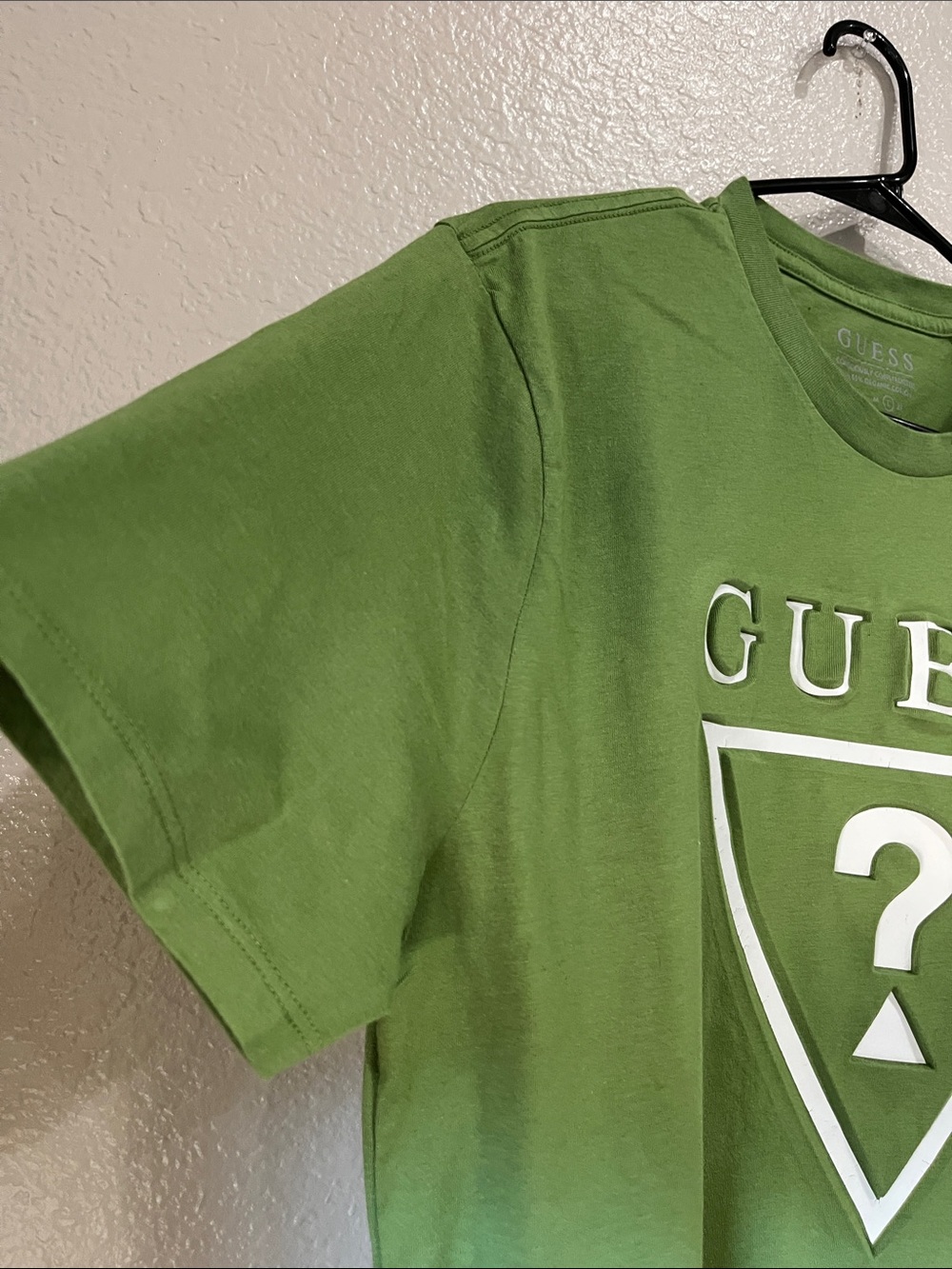 Guess Men’s Olive Green White Logo Short Sleeve Tee Sz L Casual Summer Vacay - Picture 4 of 7
